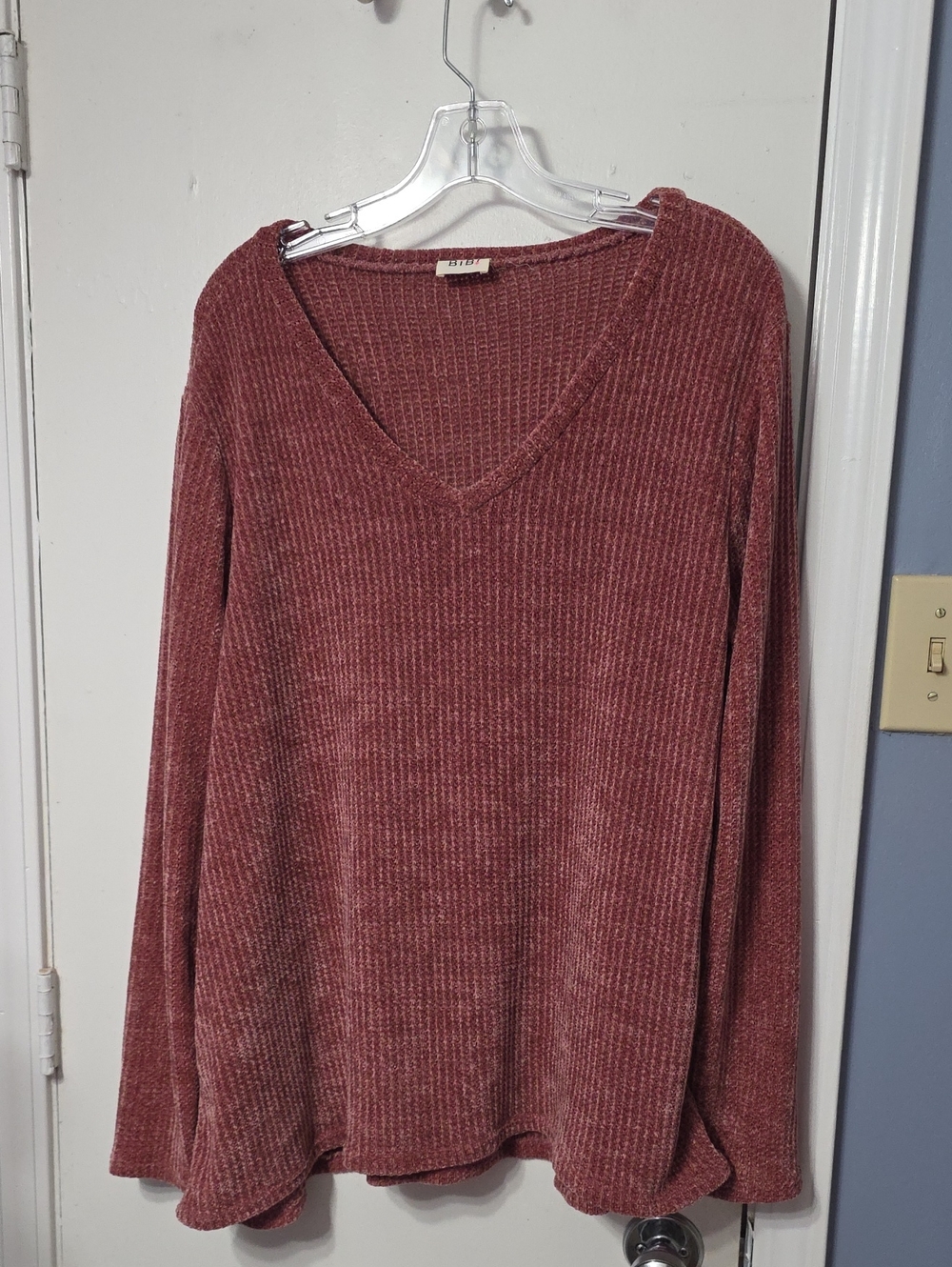 BiBi Rose-Mauve Ribbed Chenille Sweater